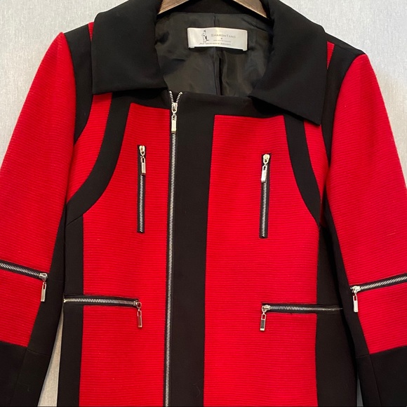 SUPER STYLISH RED/BLACK COAT DRESS - Picture 4 of 11